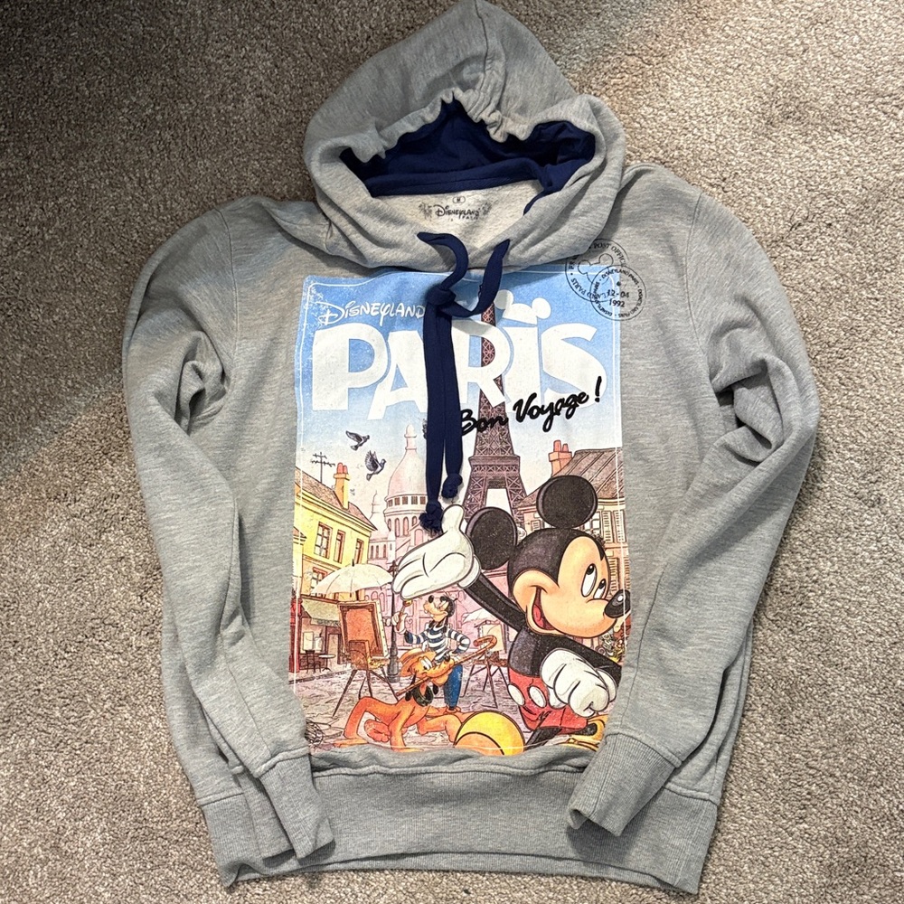 Mickey Graphic Hoodie - Gray with Blue Accents